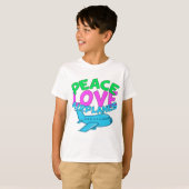 Peace Love Vliegtuigen Leuk Kinder Vliegtuig T-shirt (Voorkant volledig)