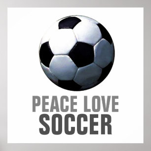 Peace Love Voetbal Uniek Motivatie kunstwerk Poster
