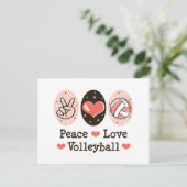 Peace Love Volleybal Briefkaart (Staand voorkant)
