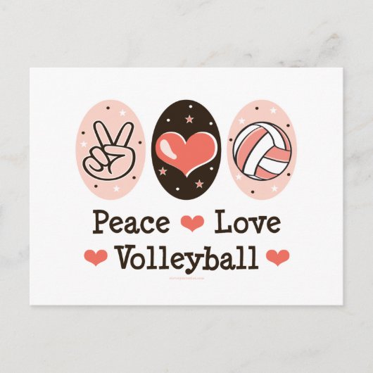 Peace Love Volleybal Briefkaart (Voorkant)