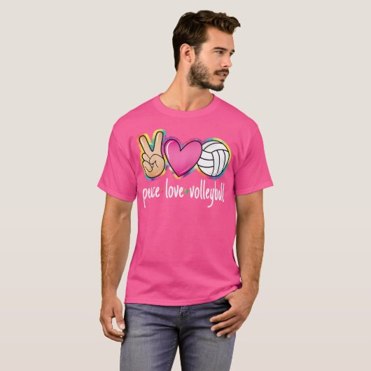 Peace Love Volleybal Dames Meisjes Kinder Volleyba T-shirt (Voorkant volledig)