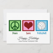 Peace Love Volleybal  Feestdagenkaart (Voorkant)