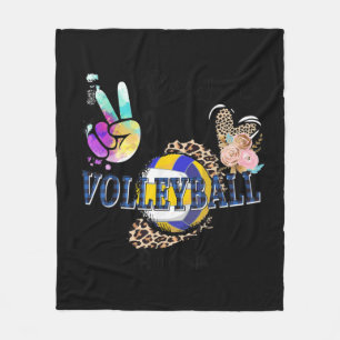 Peace Love Volleyball Auntie Life Ma Grandma Leop Fleece Deken
