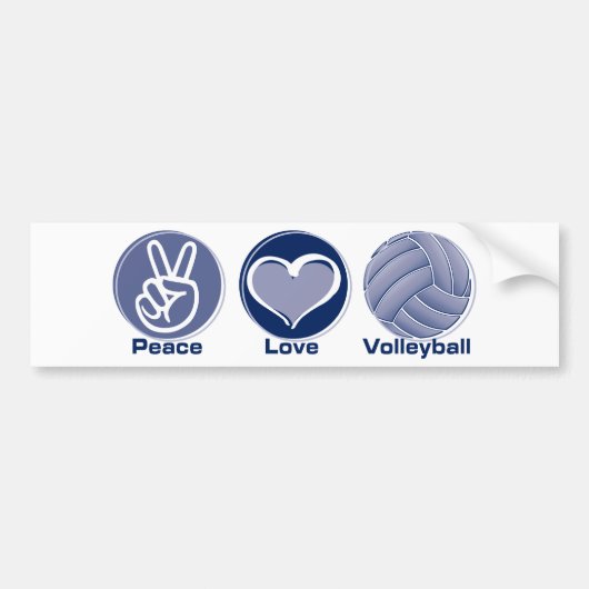 Peace Love Volleyball Bumpersticker (Voorkant)