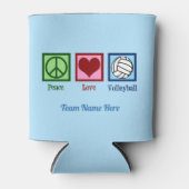 Peace Love Volleyball Custom Team Name Cute Blue Blikjeskoeler (Voorkant)