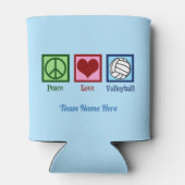 Peace Love Volleyball Custom Team Name Cute Blue Blikjeskoeler (Achterkant)