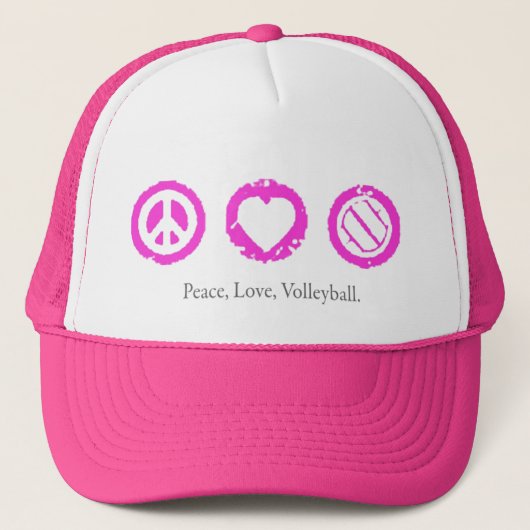 Peace, Love, Volleyball Final Pink Trucker Pet (Voorkant)