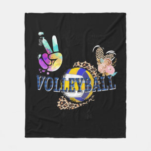 Peace Love Volleyball Gigi Life Ma Grandma Leopar Fleece Deken