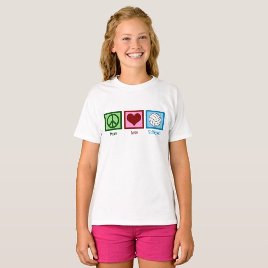 Peace Love Volleyball Girls T-shirt (Voorkant volledig)