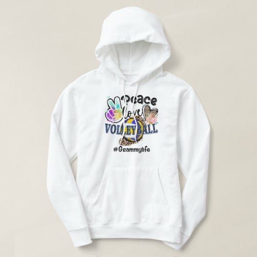 Peace Love Volleyball Grammy Life Ma Grandma Leop Hoodie (Design voorkant)