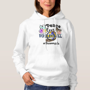 Peace Love Volleyball Grammy Life Ma Grandma Leop Hoodie