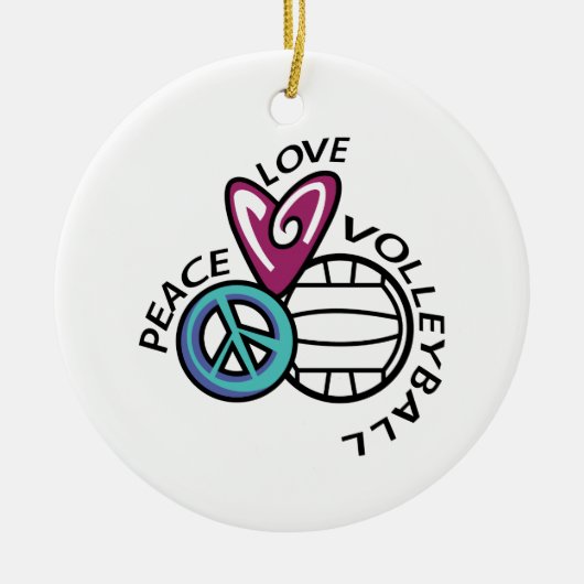 Peace Love Volleyball Keramisch Ornament (Voorkant)