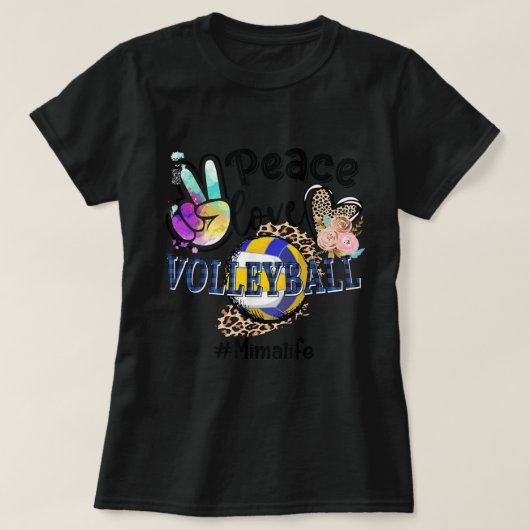 Peace Love Volleyball Mima Life Ma Grandma Leopar T-shirt (Design voorkant)