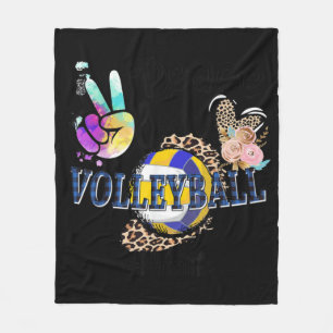 Peace Love Volleyball Mum Life Ma Grandma Leopard Fleece Deken