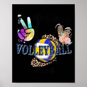 Peace Love Volleyball Mum Life Ma Grandma Leopard Poster