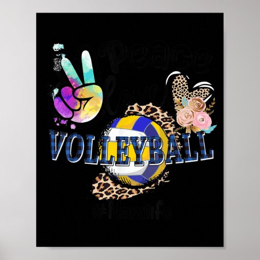 Peace Love Volleyball Nani Life Ma Grandma Leopar Poster (Voorkant)