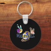 Peace Love Volleyball Oma Life Ma Grandma Leopard Sleutelhanger (Voorkant)