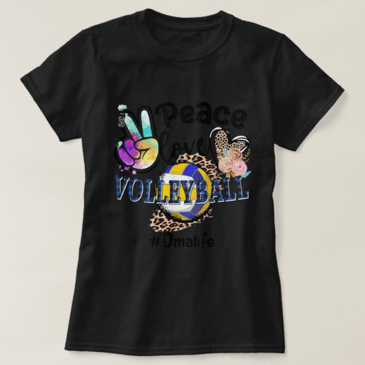 Peace Love Volleyball Oma Life Ma Grandma Leopard T-shirt (Design voorkant)