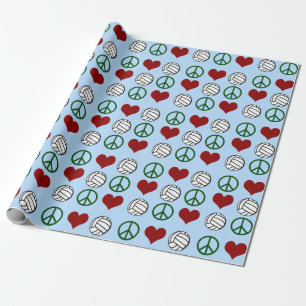 Peace Love Volleyball Patroon Cadeaupapier