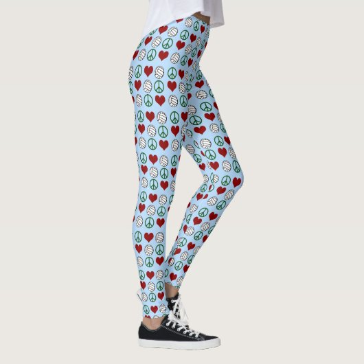 Peace Love Volleyball Pattern Leggings (Rechts)