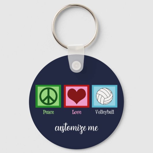 Peace Love Volleyball Player Cute Custom Sleutelhanger (Voorkant)