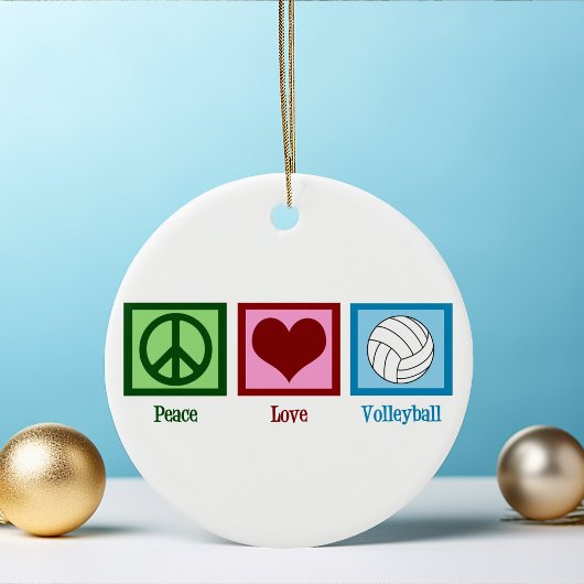 Peace Love Volleyball Player Cute Kerstmis Keramisch Ornament