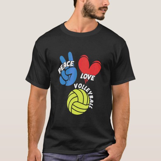 Peace Love Volleyball Player Game Team Coach Sette T-shirt (Voorkant)