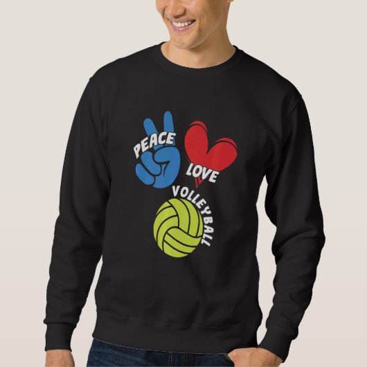 Peace Love Volleyball Player Game Team Coach Sette Trui (Voorkant)