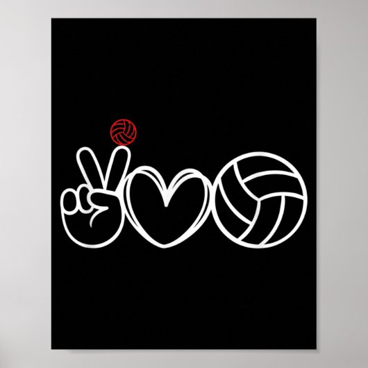 Peace Love Volleyball Player Graphic Poster (Voorkant)