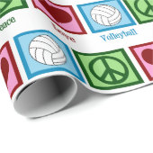 Peace Love Volleyball Player-kerstspeler Cadeaupapier (Rol Hoek)