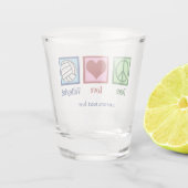 Peace Love Volleyball Player Persoonlijk team Shot Glas (Achterkant)