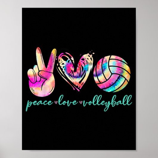 Peace Love Volleyball Player Tie Dye Style Women T Poster (Voorkant)