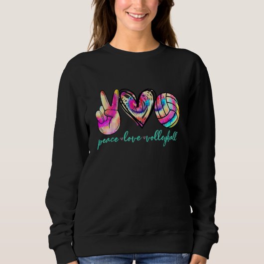 Peace Love Volleyball Player Tie Dye Style Women T Trui (Voorkant)