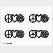 Peace Love Volleyball Rechthoekige Sticker (Vel)