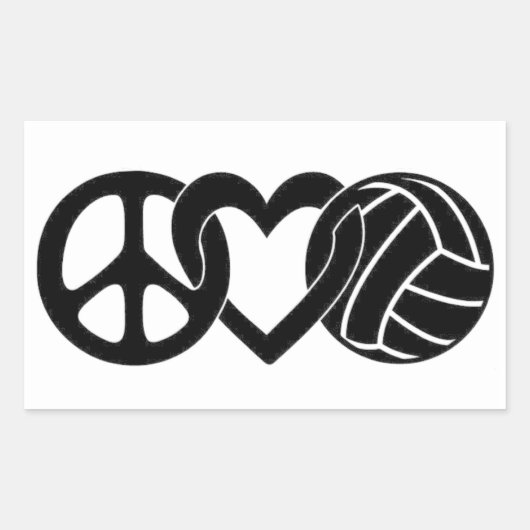 Peace Love Volleyball Rechthoekige Sticker (Voorkant)