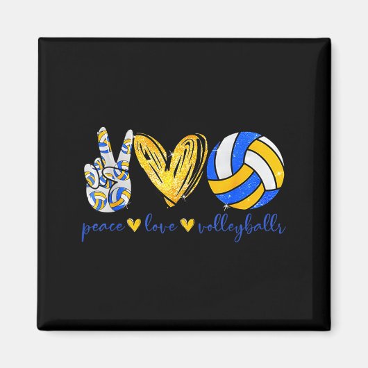 Peace Love Volleyball Retro Art Volleyball Player  Magneet (Voorkant)