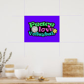 Peace, Love, Volleyball; Retro Poster (Keuken)