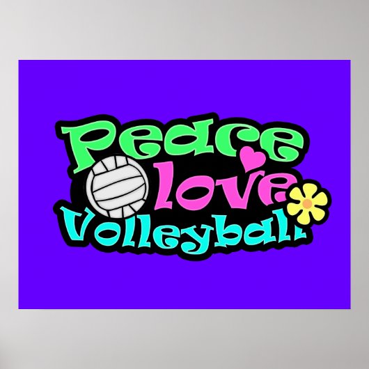 Peace, Love, Volleyball; Retro Poster (Voorkant)
