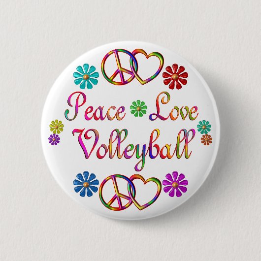 PEACE LOVE VOLLEYBALL RONDE BUTTON 5,7 CM (Voorkant)
