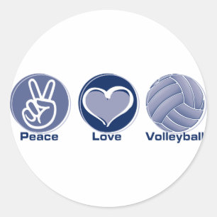 Peace Love Volleyball Ronde Sticker