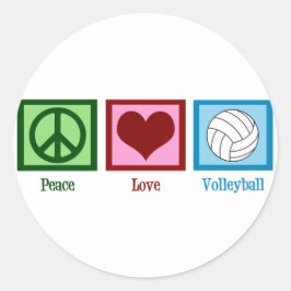 Peace Love Volleyball Ronde Sticker