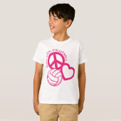 Peace-Love-Volleyball. roze T-shirt (Voorkant volledig)