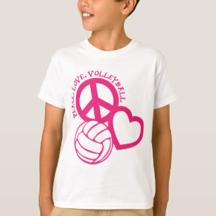 Peace-Love-Volleyball. roze T-shirt