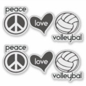 Peace, Love, Volleyball Sticker (Voorkant)