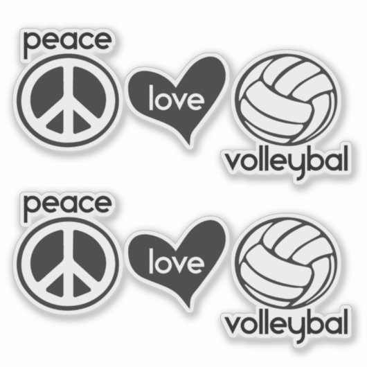 Peace, Love, Volleyball Sticker (Voorkant)