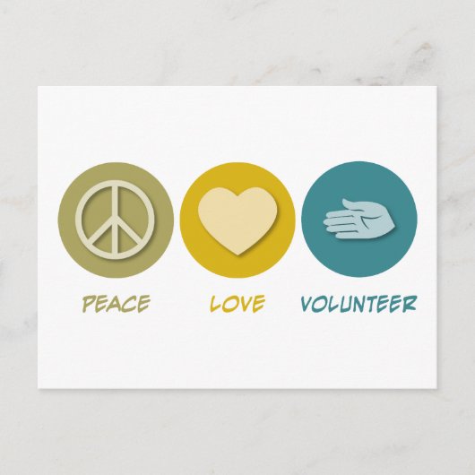 Peace Love Volunter Briefkaart (Voorkant)