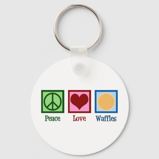 Peace Love Waffles Sleutelhanger (Voorkant)