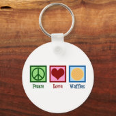 Peace Love Waffles Sleutelhanger (Voorkant)