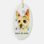 Peace Love Wags Kerstmis Yorkie Dog Keramisch Ornament (Rechts)