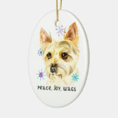Peace Love Wags Kerstmis Yorkie Dog Keramisch Ornament (Links)